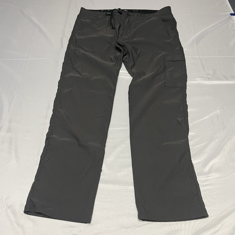 Prana Pants Mens Size 38x32 Gray Zion Belted Slim Fit Stretch Hiking Outdoors